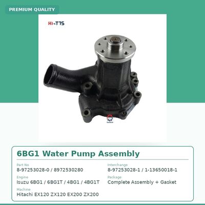 6BG1 Isuzu Motor Water Pump Assembly 8-97253028-0 8972530280 Замена для экскаватора Hitachi EX200 ZX200 EX120 ZX120